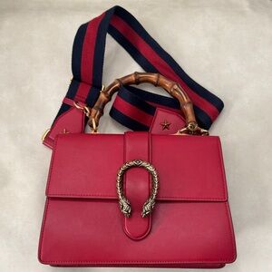‼️‼️ SOLD‼️‼️Gucci Dionysus Bamboo Top Handle Bag – Red Leather – Medium